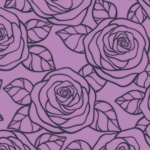 Rose Cutout Pattern - Dusty Lilac and Charcoal