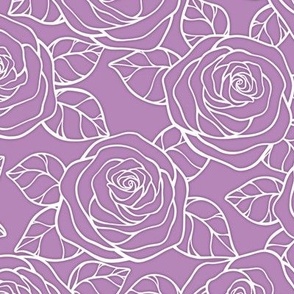 Rose Cutout Pattern - Dusty Lilac and White