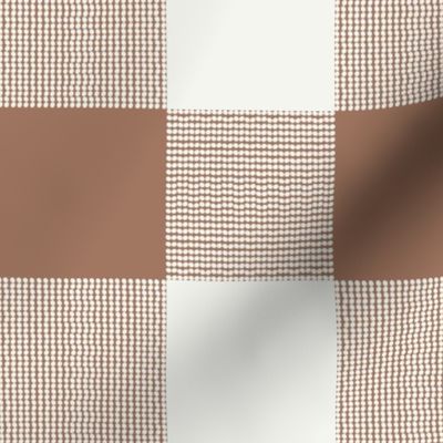 Fun Pearls and Dots Textured Buffalo Checks Earth Tones Mix Large 2 Whimsical Funky Retro Checks Pattern in Neutral Colors Mocha Brown Red Brown 957663 Chantilly Lace Ivory White Beige Gray F5F5EF Subtle Modern Geometric Abstract
