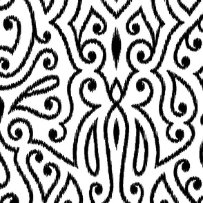 Boho Paisley Ikat White&Black Large