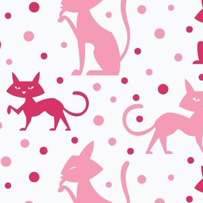 Cat Silhouette Pinks Vintage - Large Scale