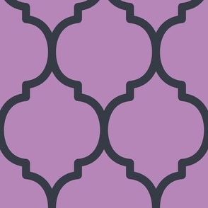 Extra Large Moroccan Tile Pattern - Dusty Lilac and Charcoal