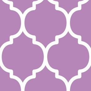 Extra Large Moroccan Tile Pattern - Dusty Lilac and White