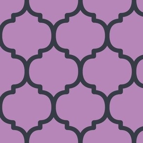 Large Moroccan Tile Pattern - Dusty Lilac and Charcoal