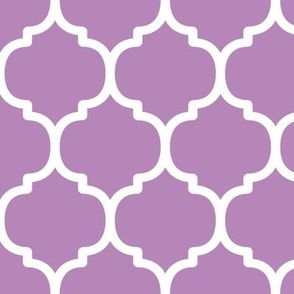 Large Moroccan Tile Pattern - Dusty Lilac and White
