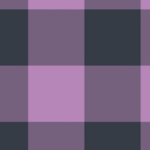 Extra Jumbo Gingham Pattern - Dusty Lilac and Charcoal