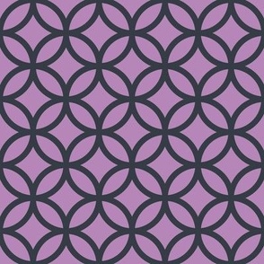 Interlocked Circle Pattern - Dusty Lilac and Charcoal