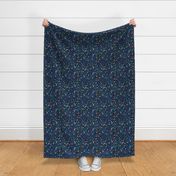 Ditsy Folk Art Florals on Navy Blue