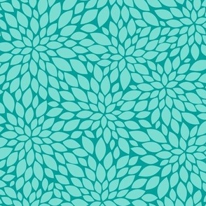 Dahlia Blossoms Pattern - Turquoise and Deep Turquoise
