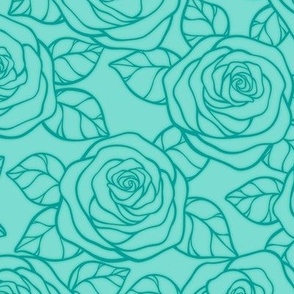 Rose Cutout Pattern - Turquoise and Deep Turquoise