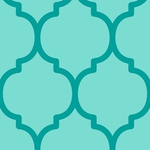 Extra Large Moroccan Tile Pattern - Turquoise and Deep Turquoise