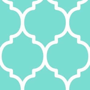 Extra Large Moroccan Tile Pattern - Turquoise and White