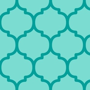 Large Moroccan Tile Pattern - Turquoise and Deep Turquoise