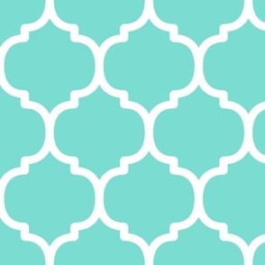 Large Moroccan Tile Pattern - Turquoise and White