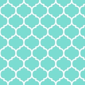 Moroccan Tile Pattern - Turquoise and White
