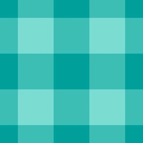 Jumbo Gingham Pattern - Turquoise and Deep Turquoise