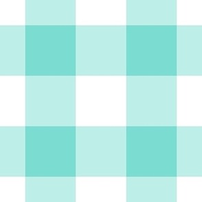 Jumbo Gingham Pattern - Turquoise and White