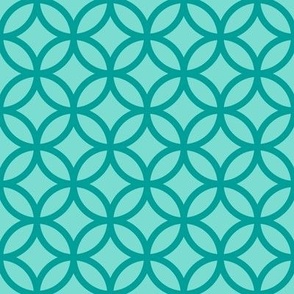Interlocked Circle Pattern - Turquoise and Deep Turquoise