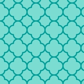 Quatrefoil Pattern - Turquoise and Deep Turquoise