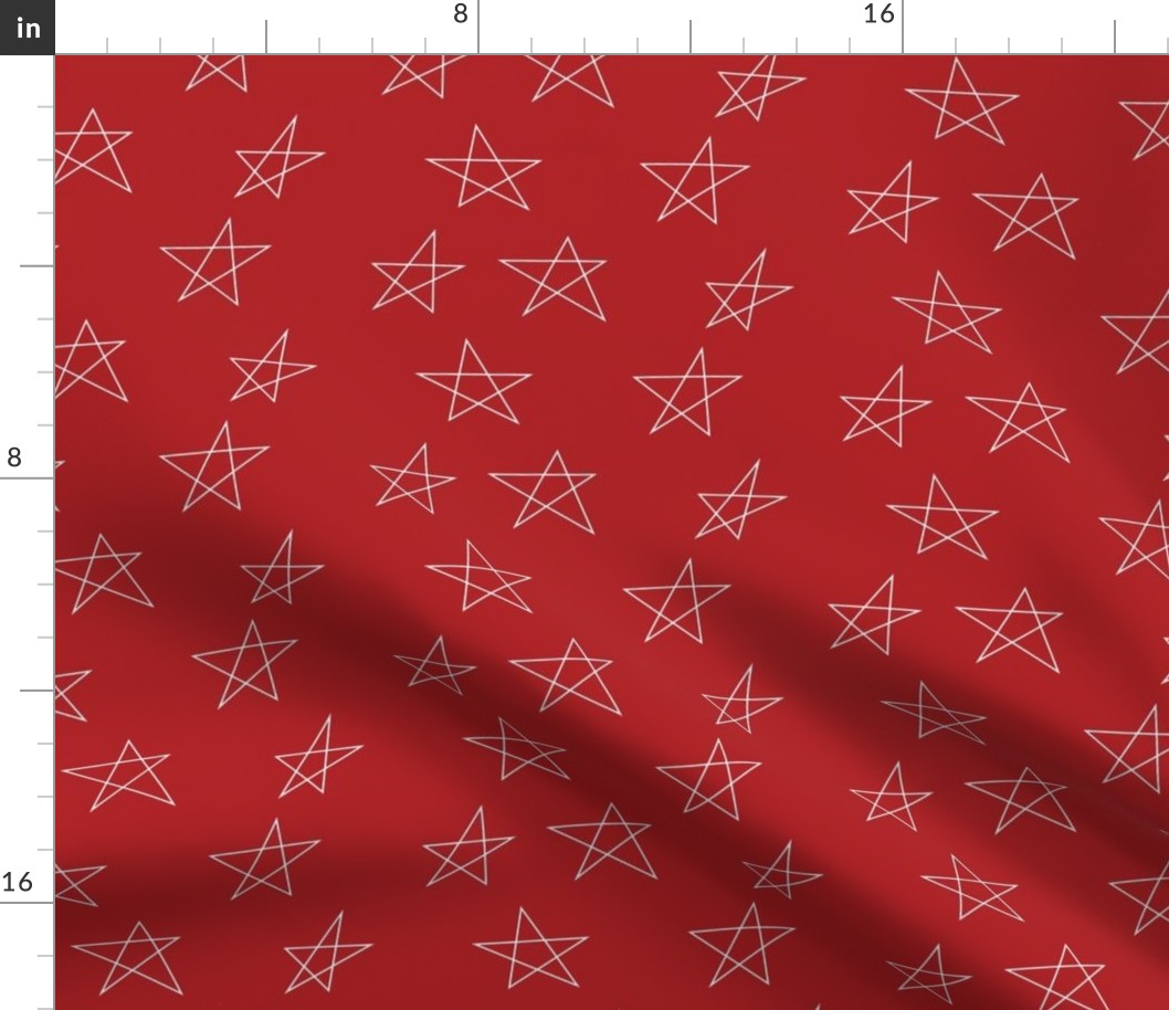 Hand Drawn Stars Red 2”