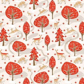 Forest Frolicking Christmas Red