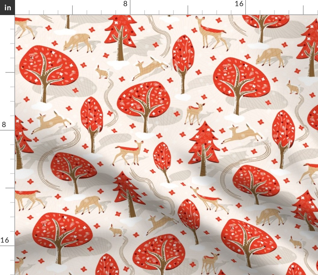 Forest Frolicking Christmas Red