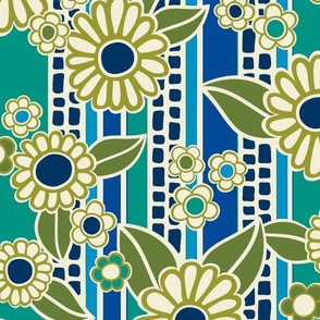 Gloria Dandy Daisies (Blue Green) - Large