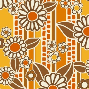 Gloria Dandy Daisies (Brown Orange Yellow) - Large