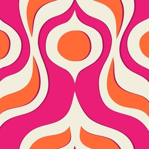 Eidos - 70s Op Art Ogee (Pink Orange) - Large