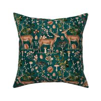 Autumn Forest Cottagecore Hygge Pattern With Wild Deer Smaller Scale