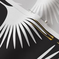 Art Deco Swans - White on Black - 6" Repeat