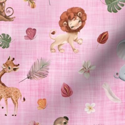 safari tropical pink linen