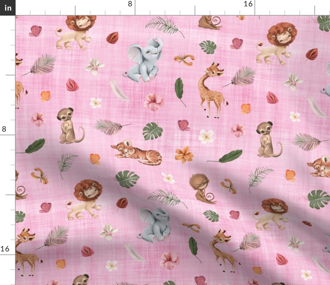 safari tropical pink linen