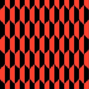 Geo Ikat Hexagon Black&Coral Red