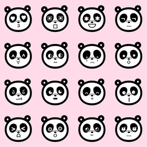 A Panda's Many Faces on Pink