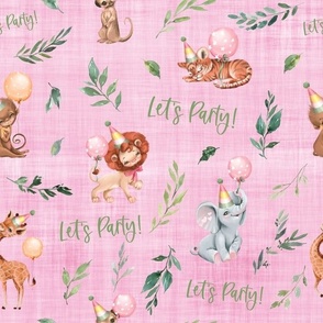 safari lets party pink linen