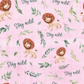 stay wild lion pink linen