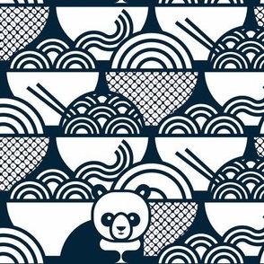 Panda Noodle Navy Blue and White Medium- Novelty Kawaii Pandas- Geometric Cute Animals