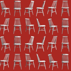 Small Mid Century Chairs on Dusky Red