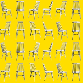 Small Mid Century Chairs on Yellow