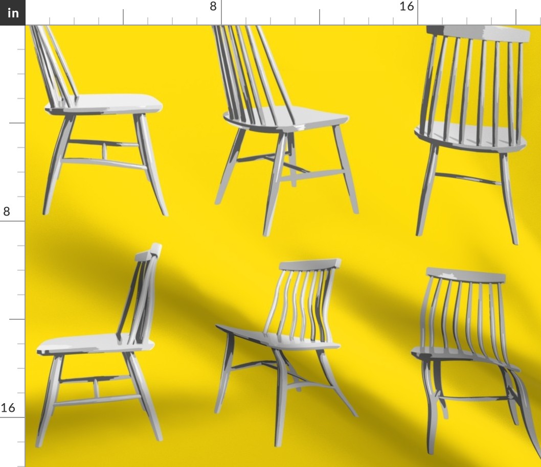 Small Mid Century Chairs on Yellow