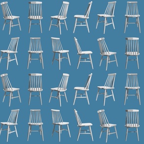 Small Mid Century Chairs on Dusky Blue