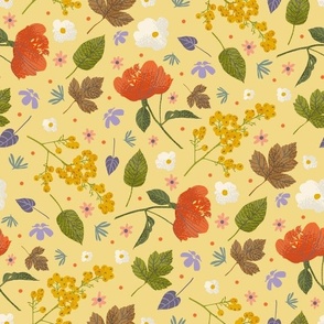 Summer floral ~ on yellow