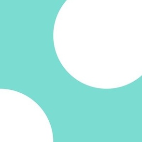 Jumbo Polka Dot Pattern - Turquoise and White