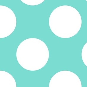Large Polka Dot Pattern - Turquoise and White