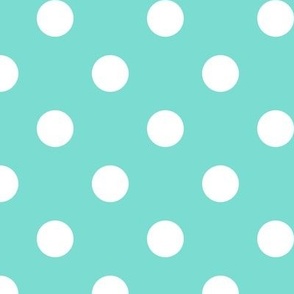 Big Polka Dot Pattern - Turquoise and White