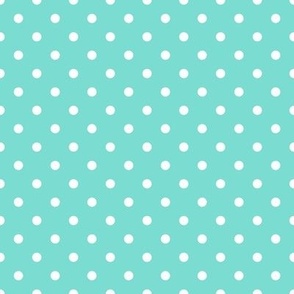 Small Polka Dot Pattern - Turquoise and White