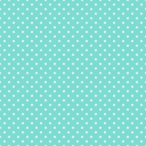Tiny Polka Dot Pattern - Turquoise and White
