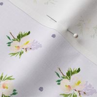 Small Scale | White Floral and Polka Dots | Pale Purple MK001