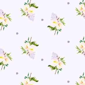 Large Scale | White Floral and Polka Dots | Pale Purple MK001
